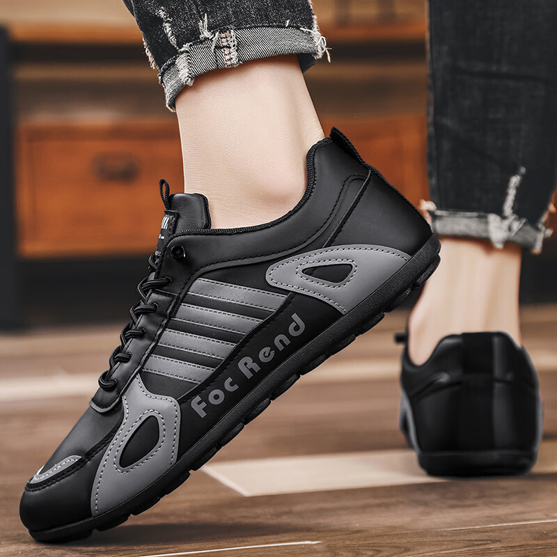 西域骆驼（VANCAMEL）男鞋2025冬季新款舒适防滑运动跑步休闲阿甘鞋时尚百搭潮流鞋子男 【官方正品 质量保证】黑色配色 39