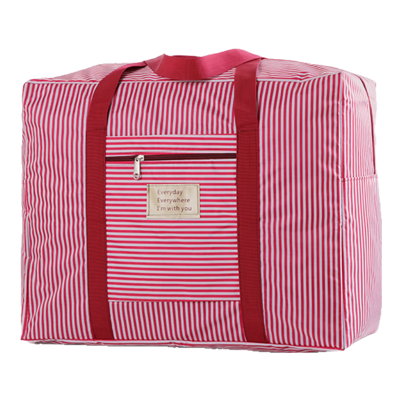 愛之橙旅行衣物收納袋套拉桿箱行李袋防水裝被子的袋子整理袋衣服收納包 玫紅條紋 中號48*38*24cm