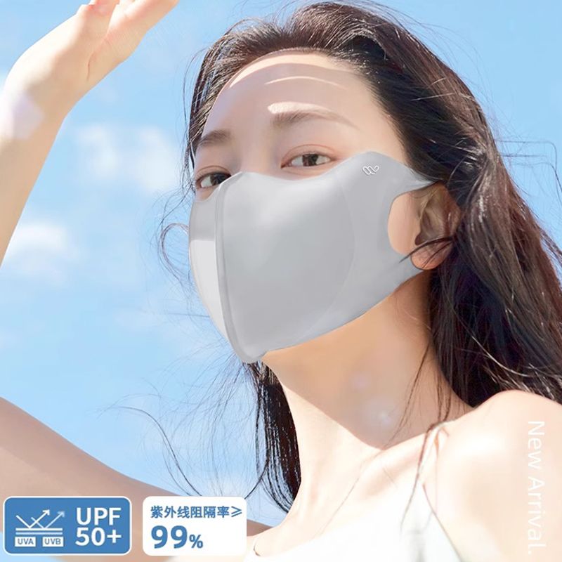 万宝绿玻尿酸防晒口罩女高颜值3d立体护眼角夏季薄透气防紫外线全脸面罩 升级冰感防晒【云雾灰】 UPF50+防紫外线【玻尿酸植入保湿】