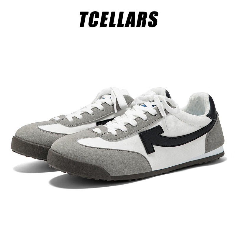 Tcellars德训鞋男鞋春季2026新款潮流百搭平底板鞋低帮舒适运动休闲鞋子 雾霾灰 39