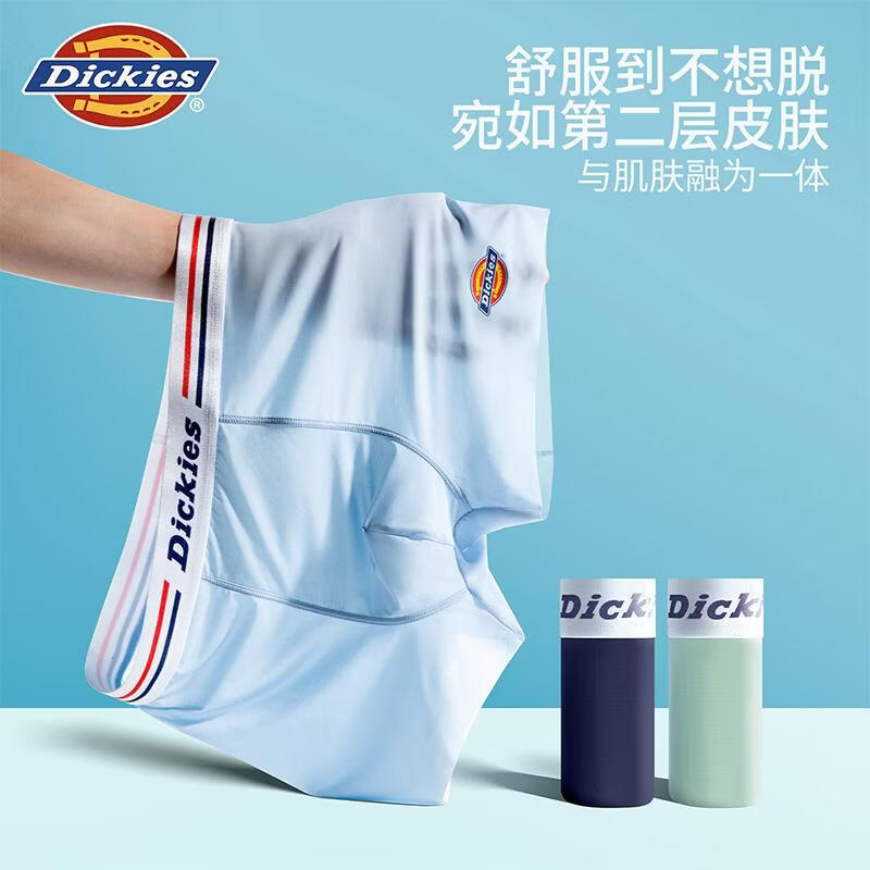 Dickies【10A抗菌】冰丝内裤男士透气夏季运动平角超薄款裸感大码四角裤 浅绿色3条装 3条 4XL