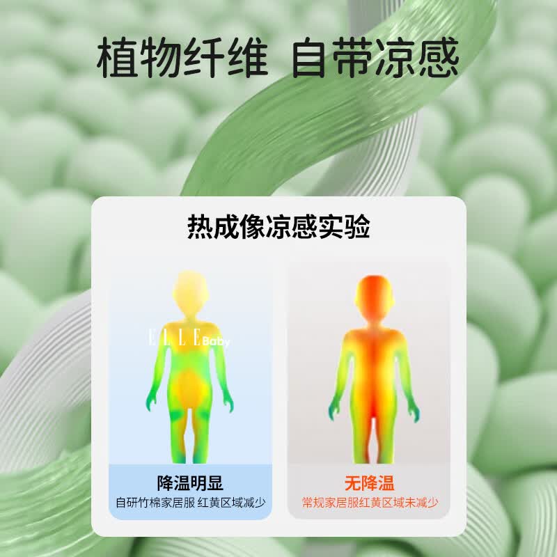 ELLE BABY儿童家居服套装小童睡衣两件套竹棉混纺抑菌透气夏款男女通用 草莓园 120 【推荐年龄6-7岁】