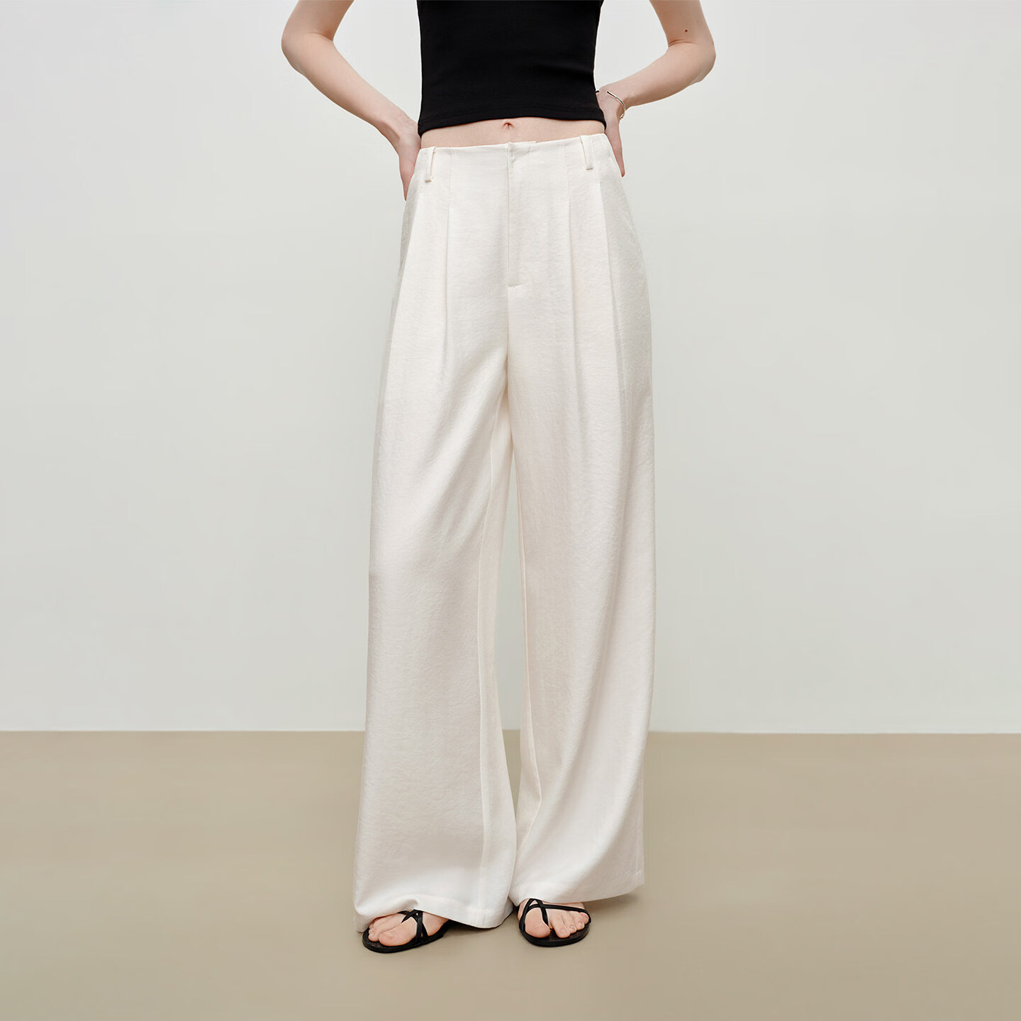 自巧小个子高腰遮胯显瘦直筒休闲裤女2026夏季新品拖地裤子 雅白色休闲裤 M （尺码：4）