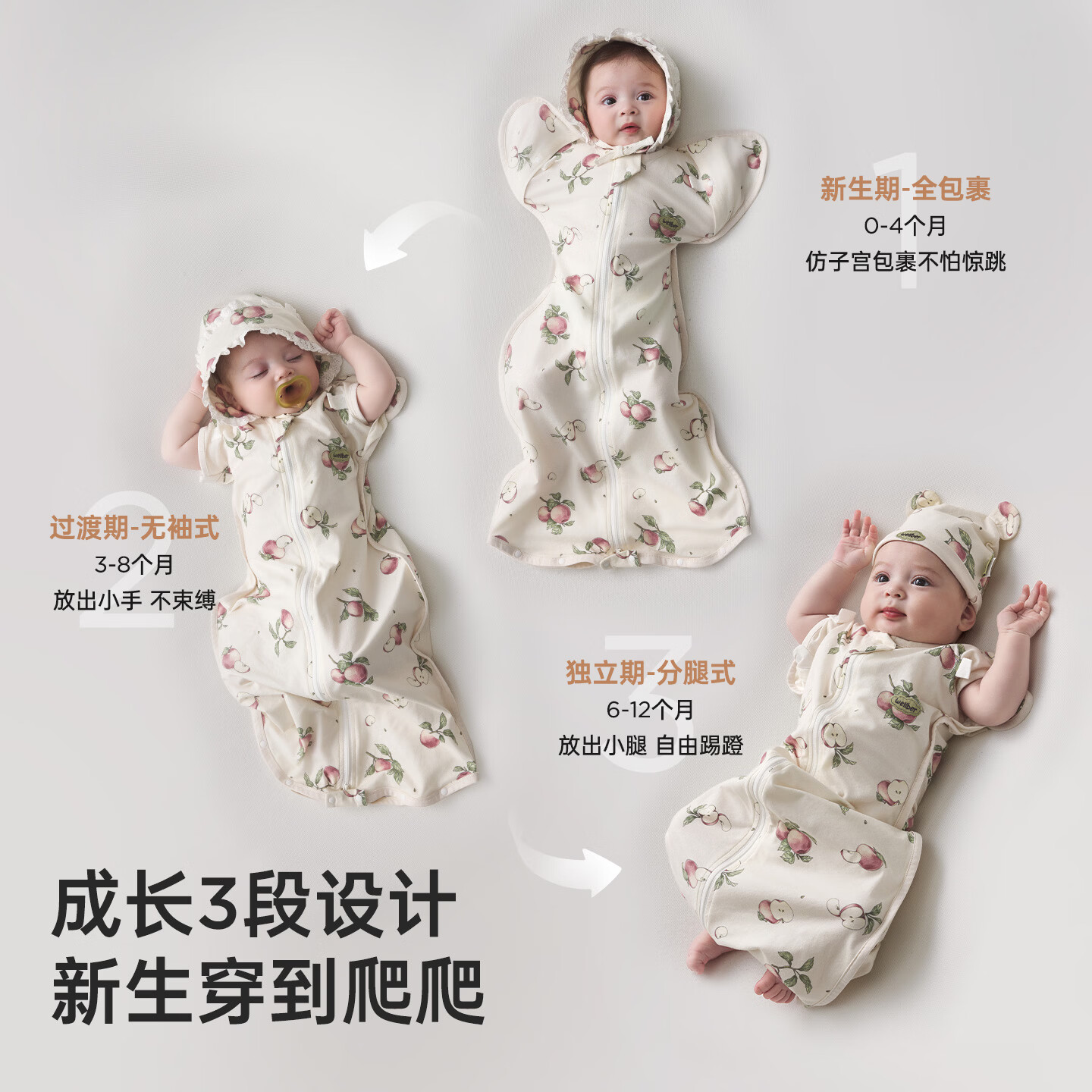 威尔贝鲁婴儿睡袋 投降式宝宝防惊跳防踢被 鸡翅四季通用安睡包被薄春夏 猫兔小天使【棉氨有弹性】 66【体重13-20斤】