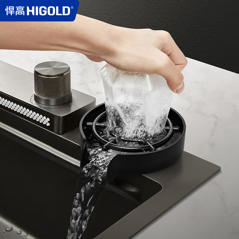 悍高（HIGOLD）厨房高压洗杯器304不锈钢水槽洗菜盆咖啡奶茶店冲洗杯子神器 [高压洗杯器]含软管+三通