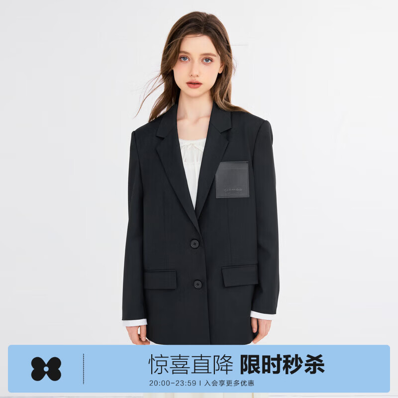 乐町简约廓形西装 黑色(预售) L