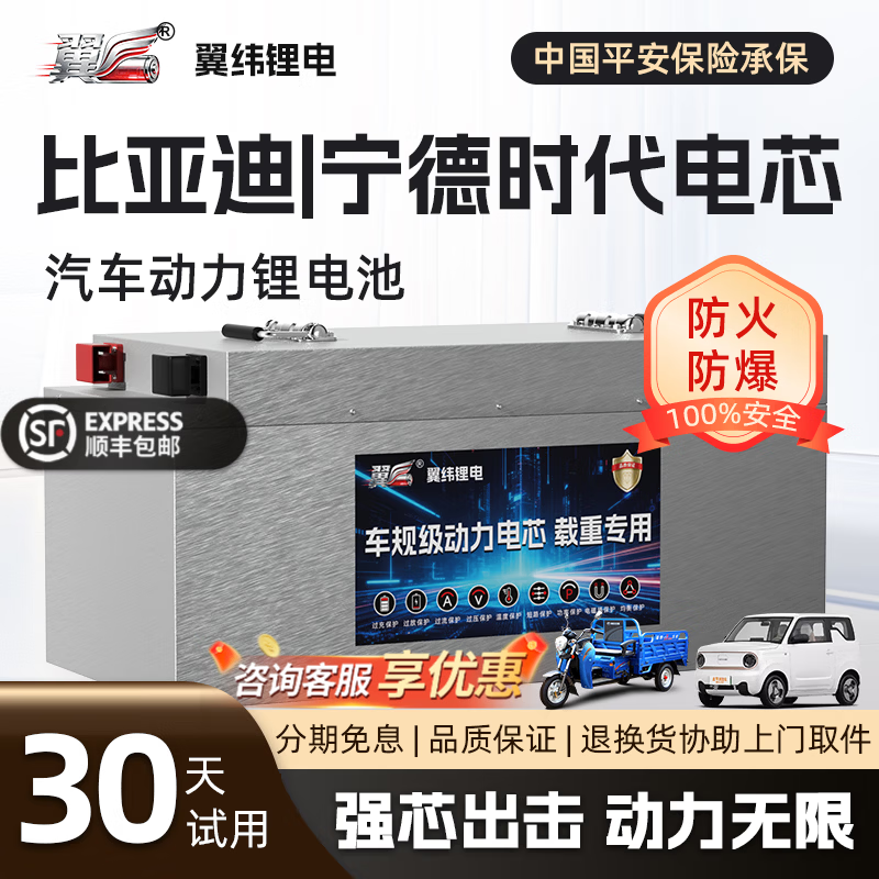 翼纬三轮电动车锂电池60V72V48V比亚迪宁德磷酸铁锂三四轮电池锂电瓶 60v50ah【续航60-70KM】蓝牙极空板