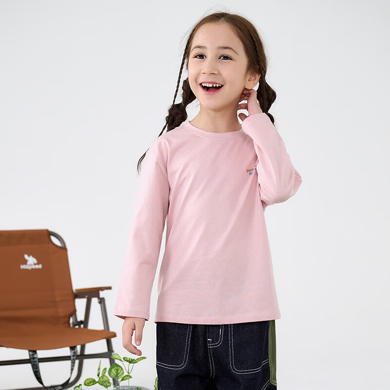 棉花堂（cottontown）【100%棉】棉花堂童装儿童长袖T恤2026春秋新款纯棉A类抗菌上衣 杏色 90 90/52