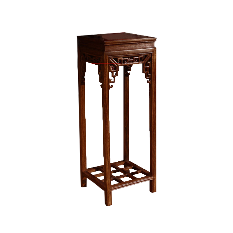 质木匠 红木家具非洲花梨(学名:刺猬紫檀)花架 实木四方花几 书房家具阳台客厅绿植花架 单个花架