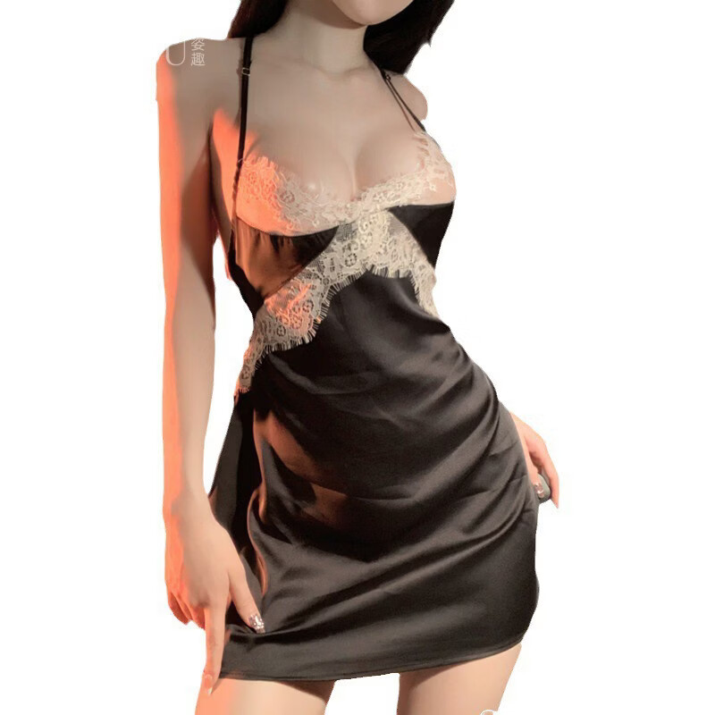 性感睡衣蕾丝情调纯欲诱惑显身材宽松薄款冰丝高级吊带睡裙镂空 粉色（纯欲） 均码