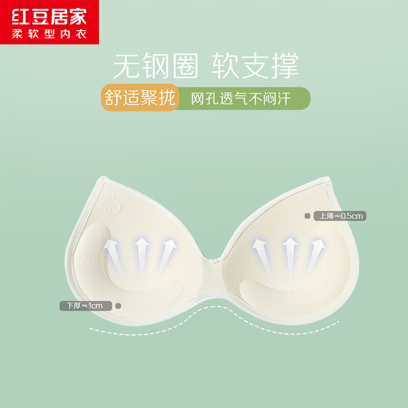 红豆居家（Hodohome）一体式免穿文胸抹胸无钢圈聚拢美背网孔透气带胸垫防走光抹胸 HCB012白色 75B