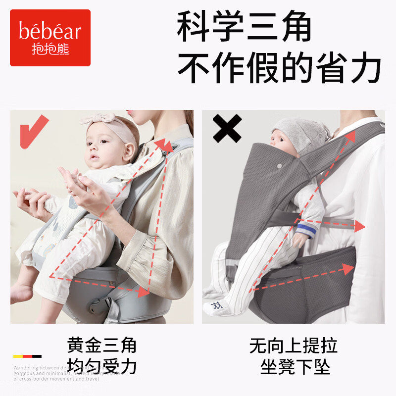 婴儿背带腰凳轻便四季抱娃神器宝宝外出多功能腰二合一坐凳两用登 缤纷花园