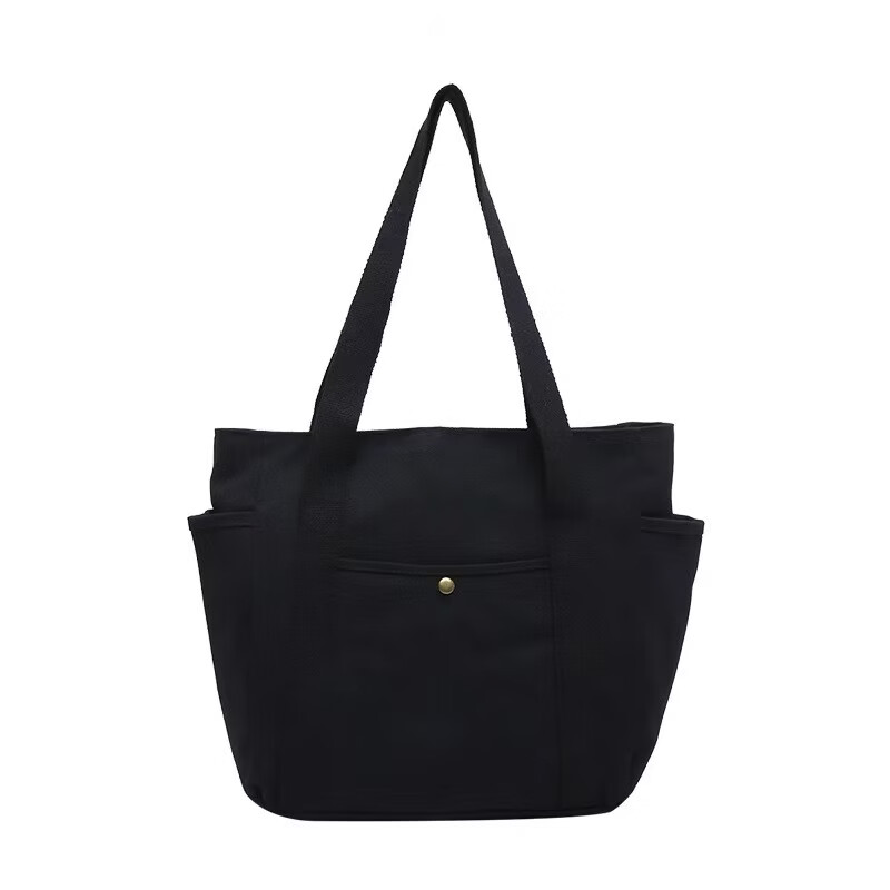 【实用】大容量托特帆布包上班外出高颜值通勤百搭文艺学生装书单 黑色带内衬+拉链 cm