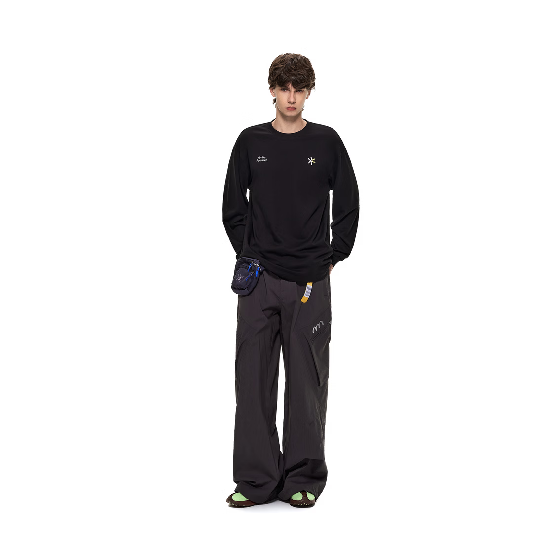 NICEBAD速干莫代尔凉感冰皮抗菌撞色运动休闲长袖舒适百搭春 白色(现货) S