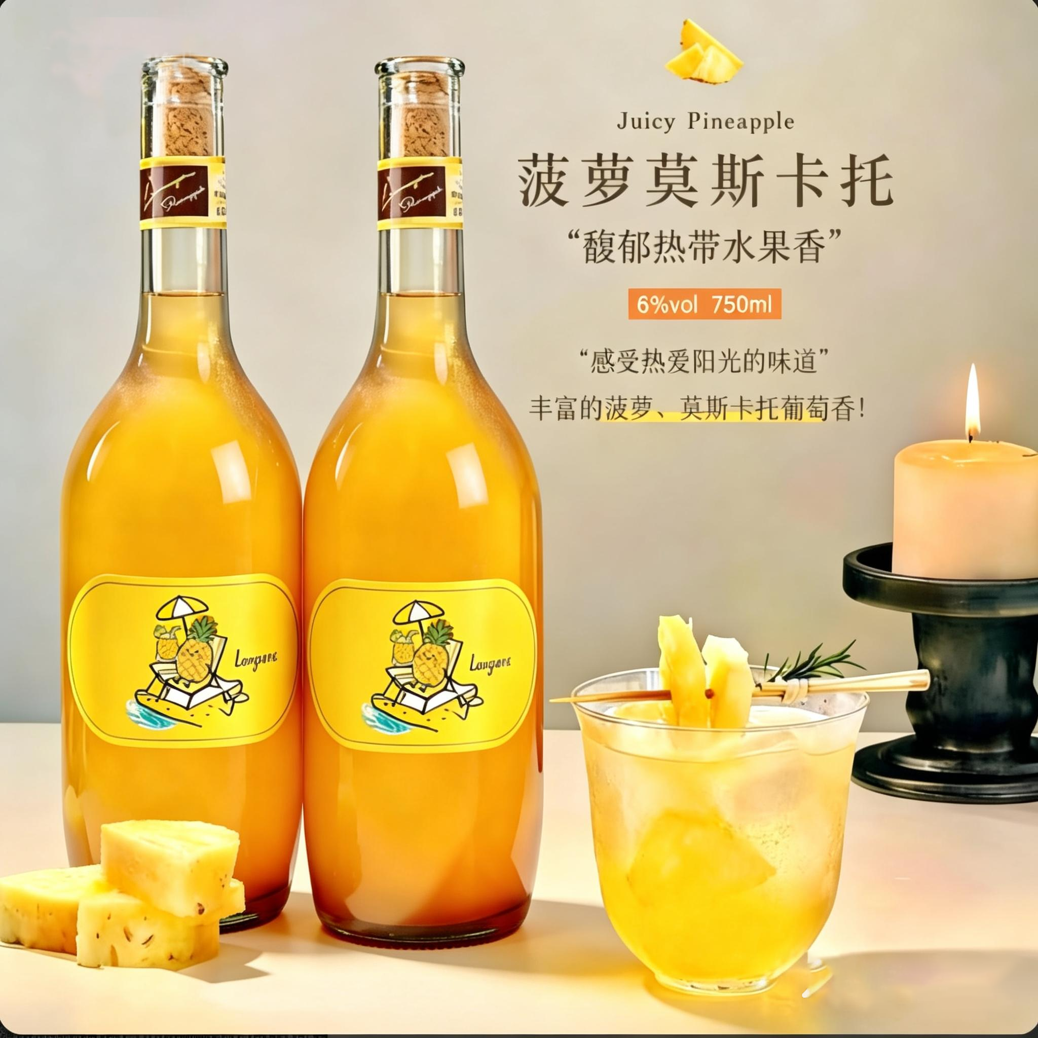 露颂莫斯卡托白葡萄酒菠萝酒低度果酒基酒高颜值女士聚会送礼