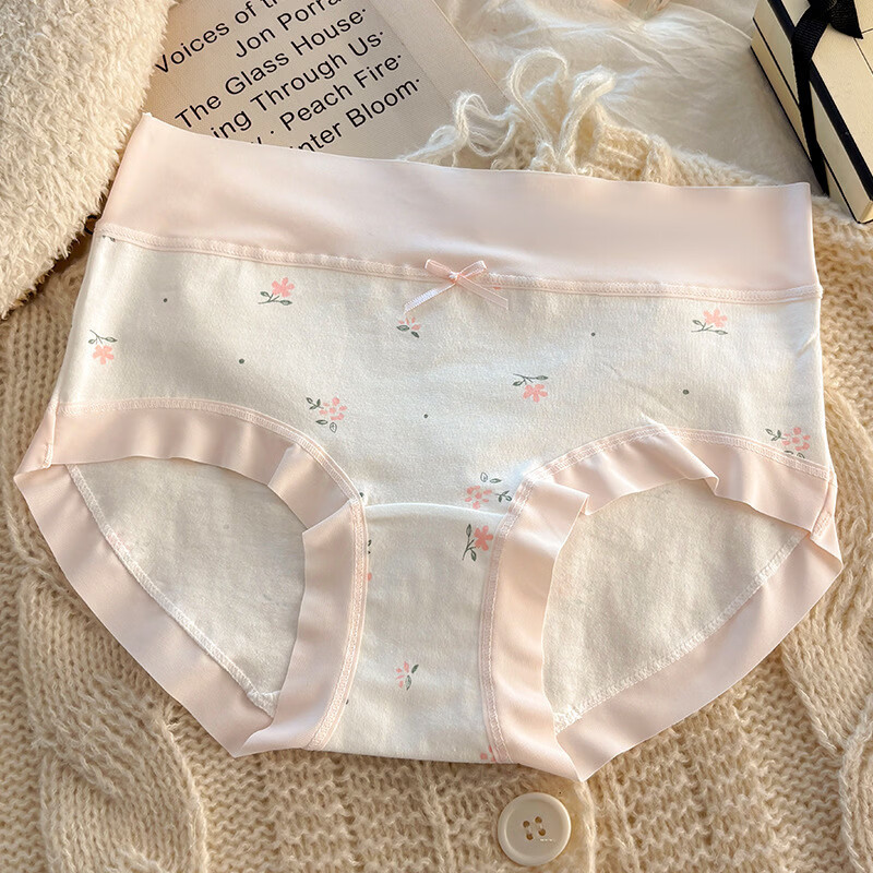 有只绵法式碎花女士内裤中腰弹力包臀7A抗菌透气棉裆无痕裸感少女内裤 五色组合 5条装 XL 110-130斤