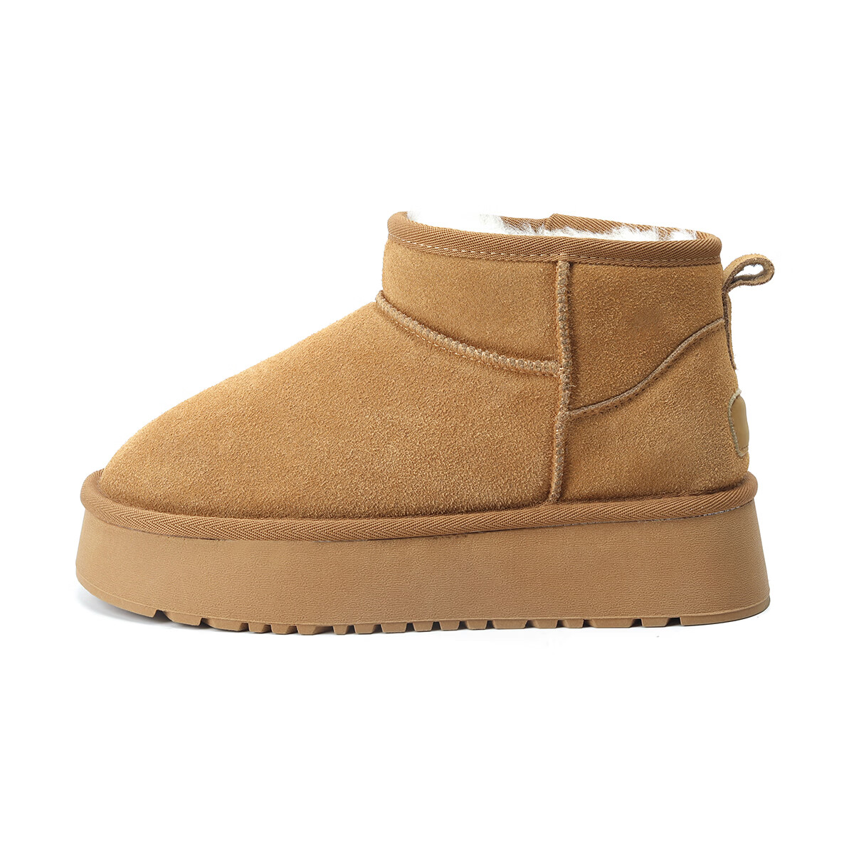 猪猪侠（GG·BOND）儿童反绒皮雪地靴女冬季新款保暖棉鞋亲子款短筒靴 卡其 儿童款 35