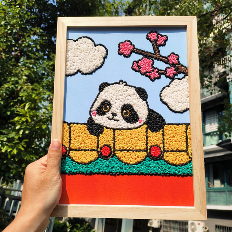 喆翙五谷杂粮diy粘贴画立体手工儿童豆子粮食种子谷物材料包卡通熊猫
