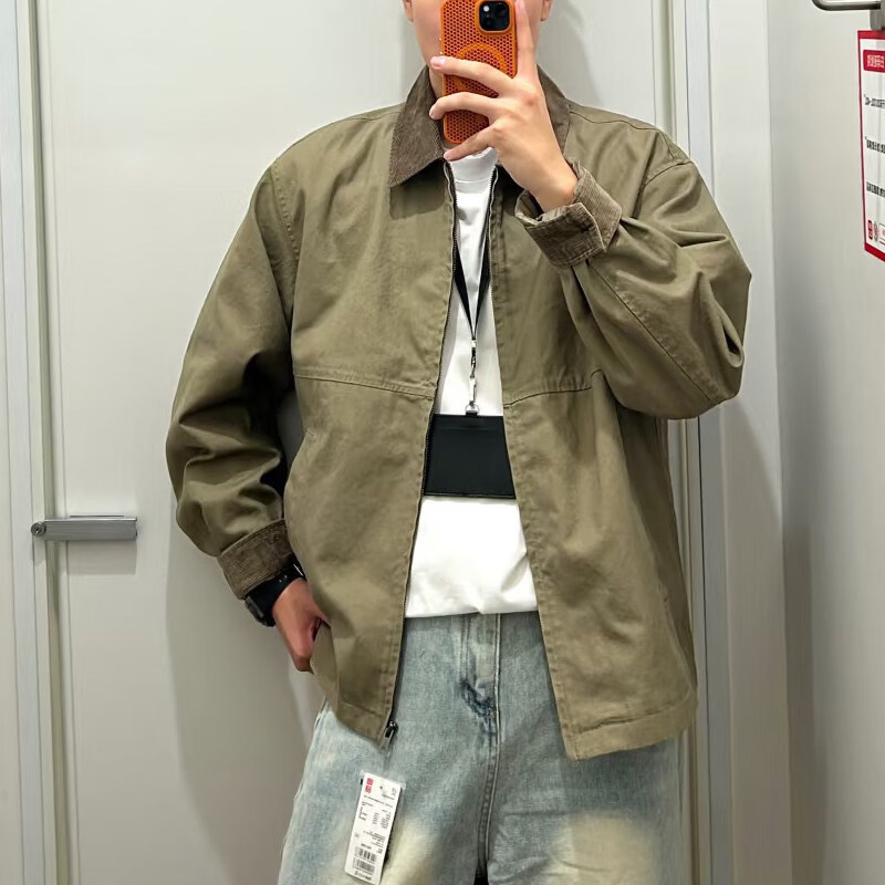 CEENIU25新款男装女装480827休闲拉链短茄克外套巴恩风翻领夹克478230 驼色478230 S