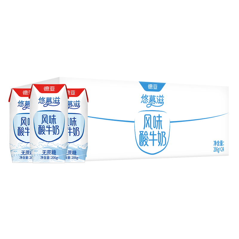 德亚（Weidendorf）常温酸奶206g*24盒 无蔗糖浓醇轻负担 高达93%牛乳含量益生菌发酵