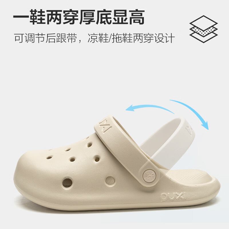 朴西洞洞沙滩海边鞋男女款户外夏季包头拖鞋防滑防臭厚底情侣凉拖鞋 奶昔白 【商超同款*放心购】 44-45 【尺码偏小/推荐拍大一码】