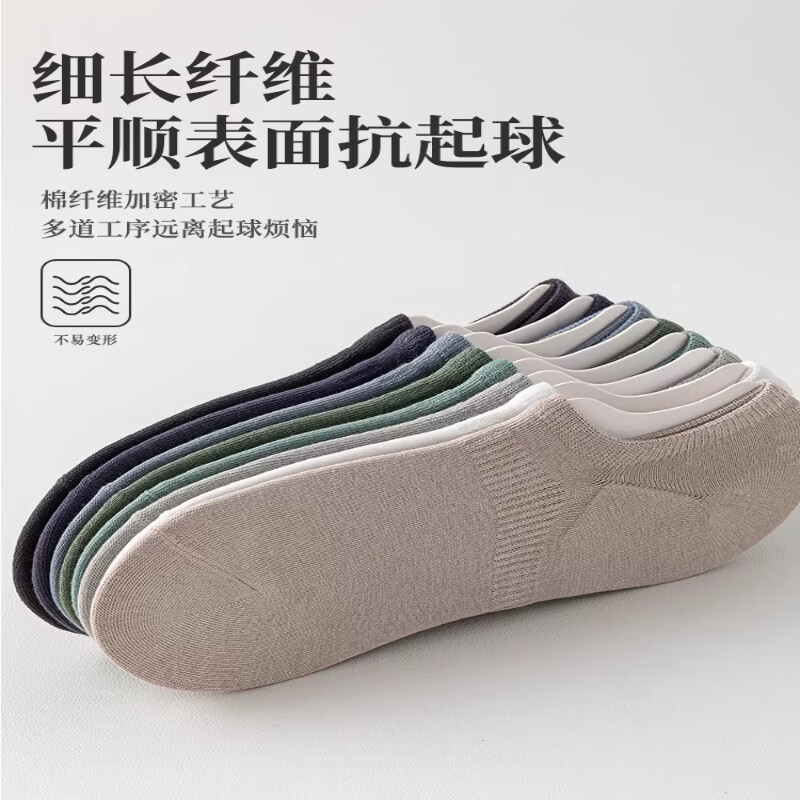 洛·恋袜子男夏季船袜新疆棉短袜运动跑步薄款防臭不掉跟浅口隐形男士袜 短袜【网眼透气】 5双 均码 【随机发货】