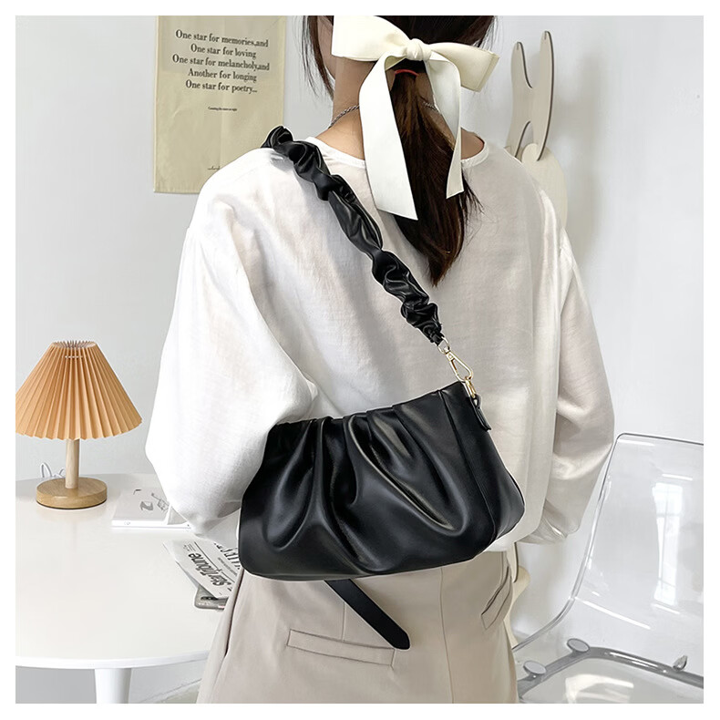 【优选百货】春季褶皱云朵包饺子包2024新款腋下包单肩斜挎包网红 白色