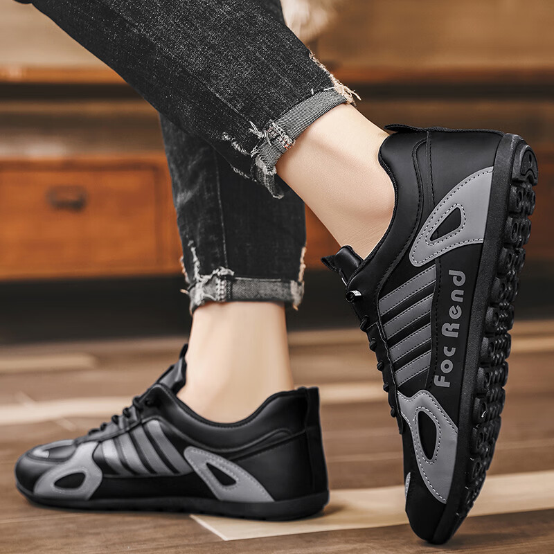 西域骆驼（VANCAMEL）男鞋2025冬季新款舒适防滑运动跑步休闲阿甘鞋时尚百搭潮流鞋子男 【官方正品 质量保证】黑色配色 39