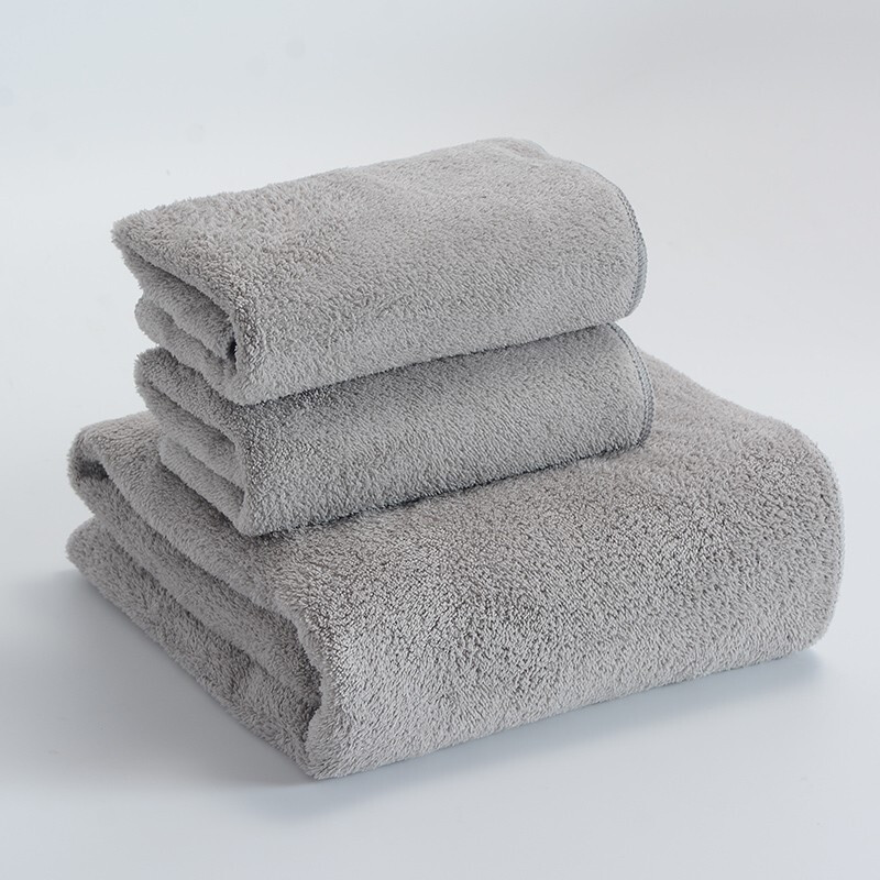 洁丽雅（Grace）珊瑚绒5A抗菌浴巾三件套装柔软吸水成人男女毛巾浴巾婴幼儿可用 （毛巾*2+浴巾*1）灰色 3条