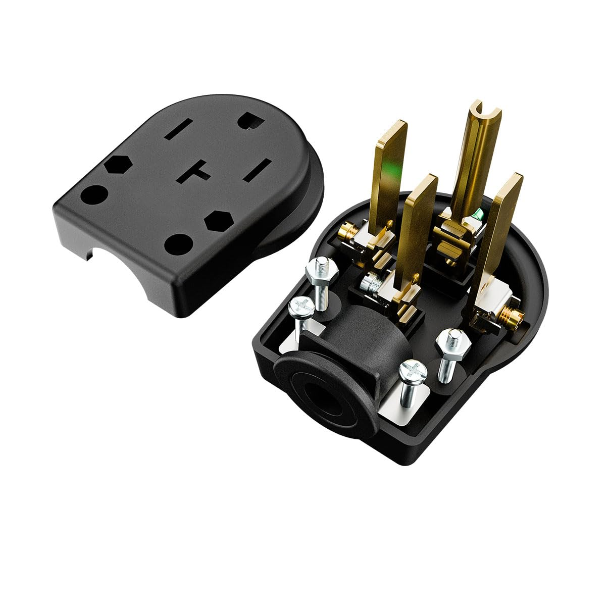 TLDPLUG美标NEMA 14-50P大功率插头50A 125V/250V美规电动汽车RV房车营地发电机接线插头插座14-50R烘干机 黑色美标插头 NEMA14-50P