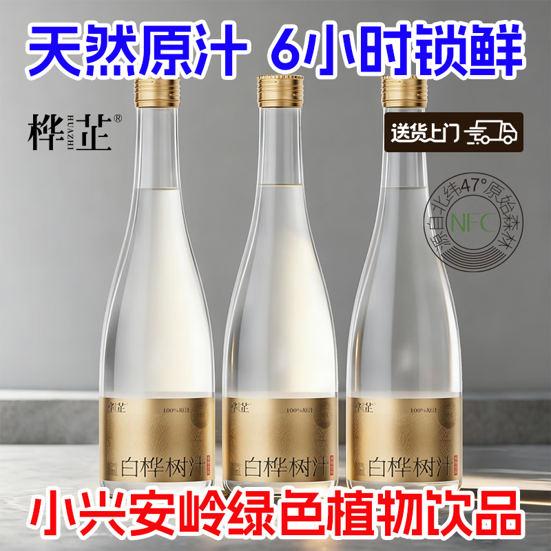 桦芷 小兴安岭白桦树汁 天然原汁原液NFC补充能量健康饮品年货送礼  【热卖爆款】310ml*12瓶