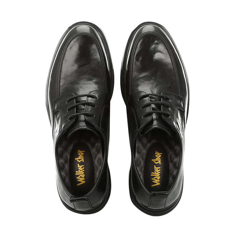 Walker Shop男士高端皮鞋商务正装皮鞋男款头层牛皮时尚软底软面通勤休闲皮鞋 黑色内增高【正品男鞋 空运速达】 40