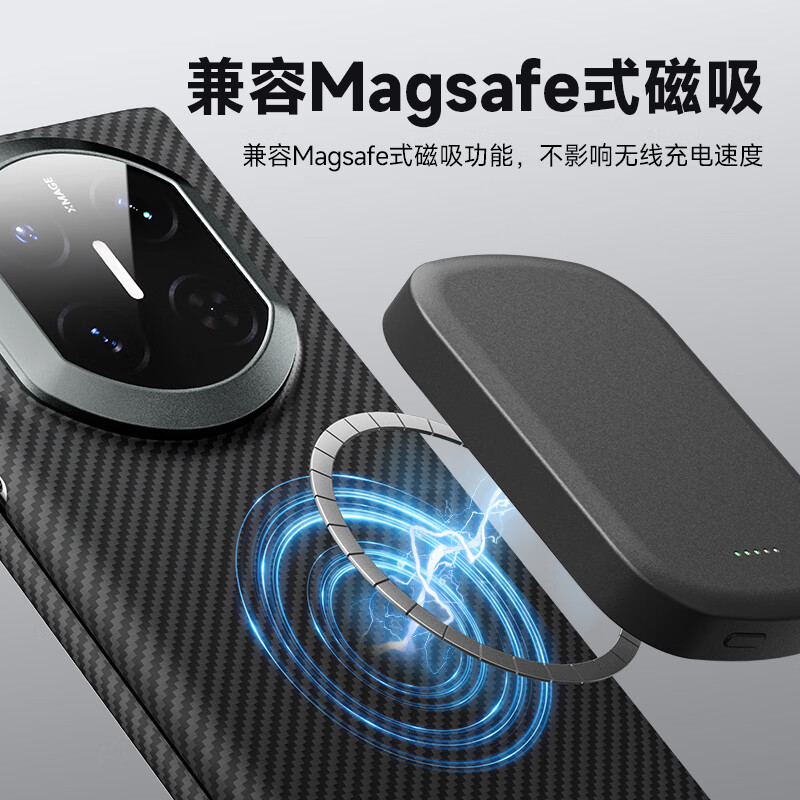 0度适用华为matex7手机壳华为x7 x6 x5典藏版保护套MagSafe磁吸凯夫拉碳纤维纹折叠屏防摔保护镜头 华为 Mate X7/典藏版 磁吸凯夫拉手机壳-黑色