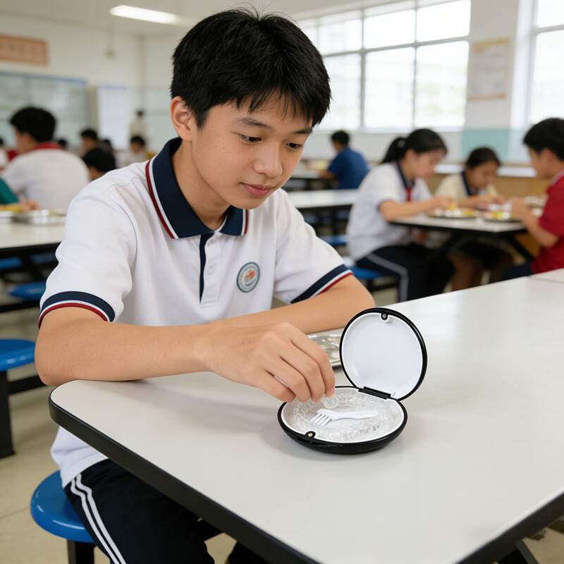OOKME隐形牙套盒牙齿矫正保持器牙套收纳盒带镜正畸矫正器 双胶垫黑色+小刷