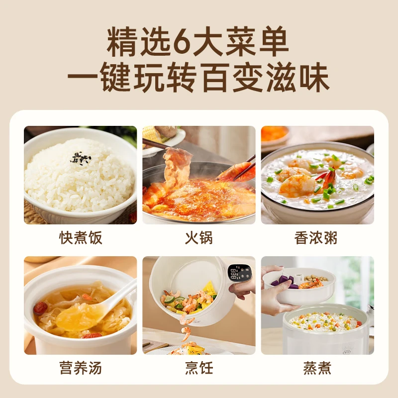 钻石牌智能微压锅电炖锅电火锅多功能一体宿舍小电锅泡面锅炒蒸煮一体锅小型1-2人迷你电蒸锅家用2-3人 2L 【无蒸笼款】上蒸下煮+钛内胆不粘锅+沥糖米饭