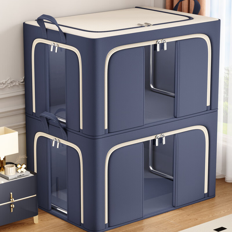 狄狮顿牛津布衣服收纳箱家用装衣物被子百纳箱布艺可视窗衣柜专用整理箱 紫罗兰--加厚牛津布【单视窗】 30#(长40*宽30*20cm)