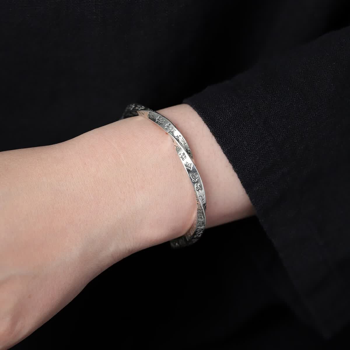 武当山雕刻天蓬尺平安手镯 开口文玩饰品手串男女款国风工艺马年礼物