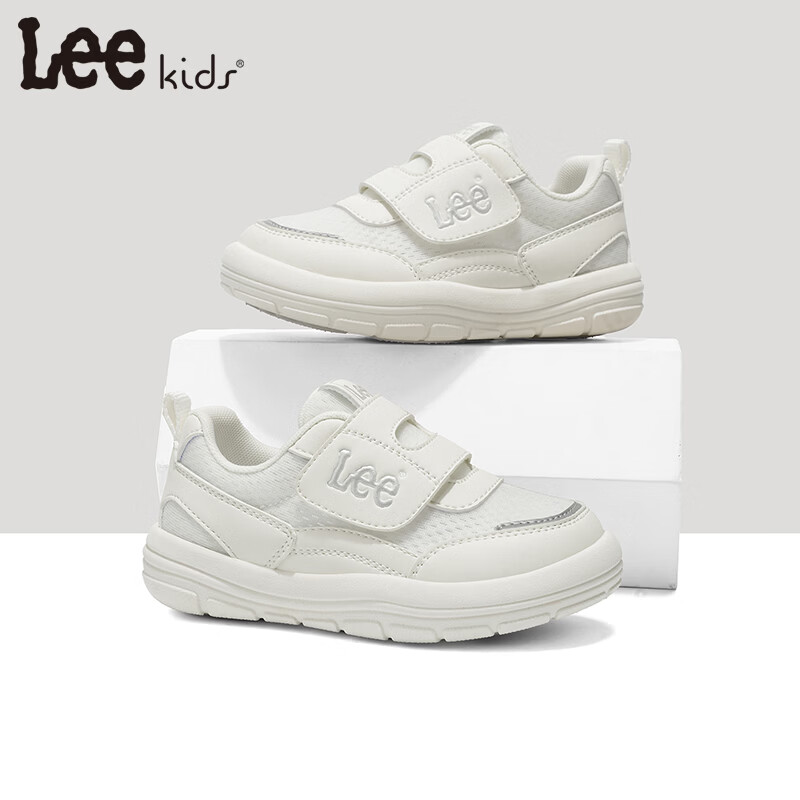 Lee童鞋春季新款儿童软底运动鞋女童百搭网面跑步鞋男童 白色 36 【建议脚长222mm】
