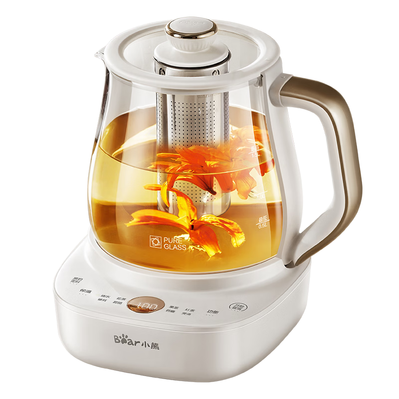 小熊（Bear）全玻璃养生壶 安吨吨恒温壶 办公室多功能煮茶壶 0胶水0金属 72h保温  1.5L YSH-H15F2