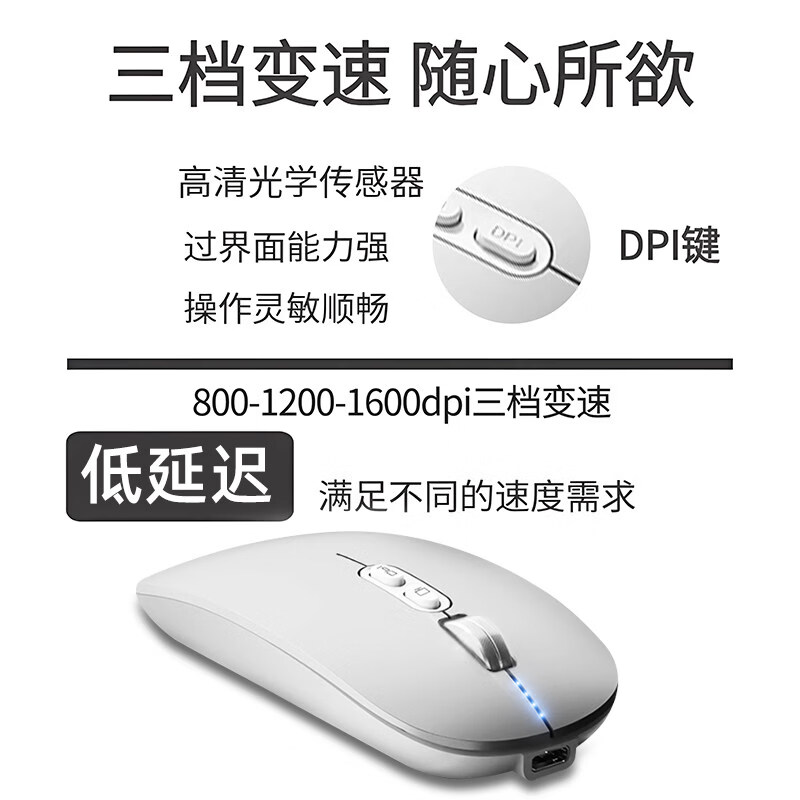 适用苹果笔记本电脑MacBookNeo无线蓝牙鼠标Air/a18Pro M5/M4静音办公充电ipad平板type-c接口鼠标 【亮紫粉】蓝牙三模丨舒适握感