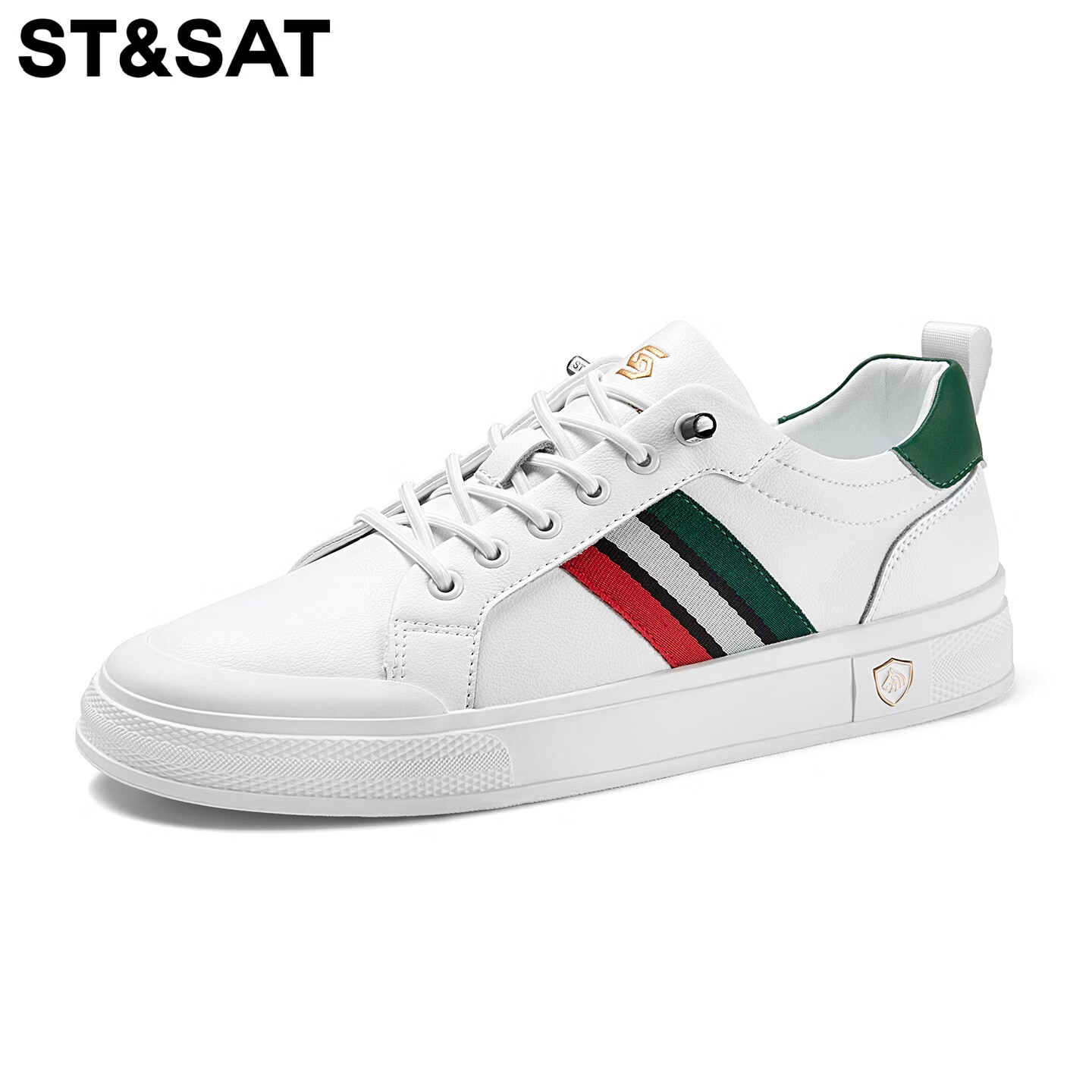 星期六（St&Sat）男鞋春季百搭时尚小白鞋男运动舒适马年鞋防护复古通勤休闲板鞋男 白色 44 (270mm) 标准运动鞋尺码