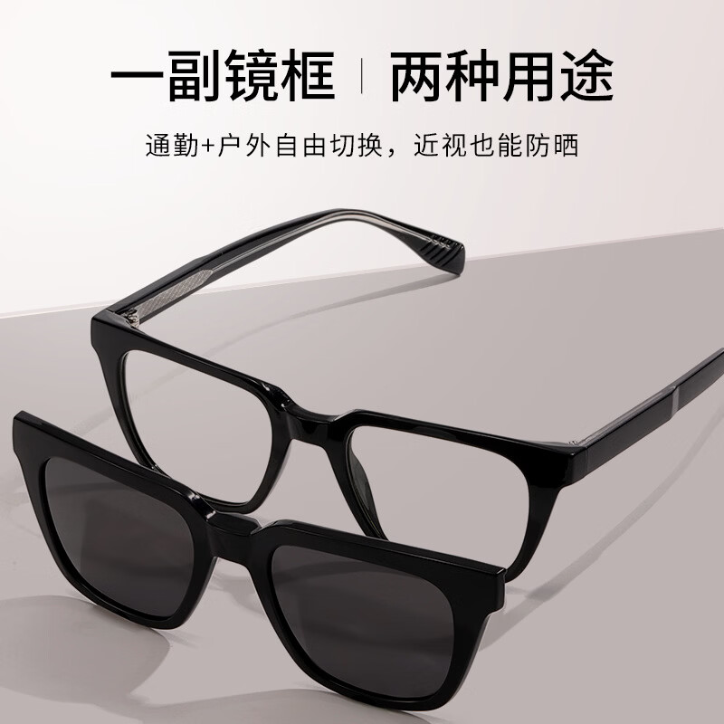 镁作翻盖磁吸眼镜框TR偏光墨镜男近视防蓝光眼镜户外防开车晒司机镜 PGJ006蓝 51-20-145