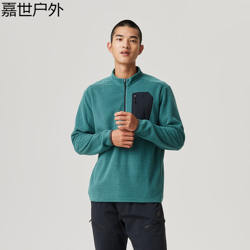 三夫户外丨 24秋冬 隐者山之道 户外徒步登山云雀男女抓绒衣立领 海松绿 XS