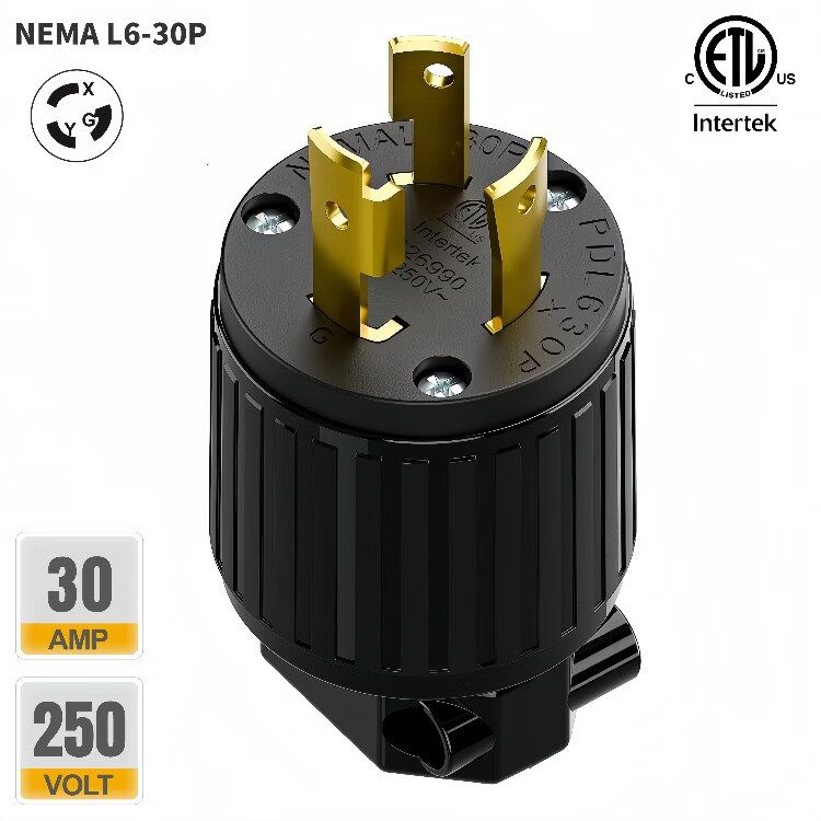TLDPLUG美标NEMA L6-30P插头扭锁式 L6-30R插座30A 250V 美规房车发电机 黄色 美标NEMA L6-30P母座30A 250V