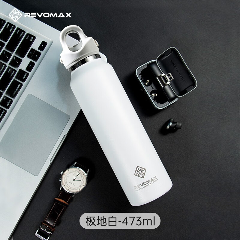 锐虎保温杯男士保冷杯单手开盖水杯瑞虎无螺纹车载大容量运动杯子 极地白-304不锈钢473ml