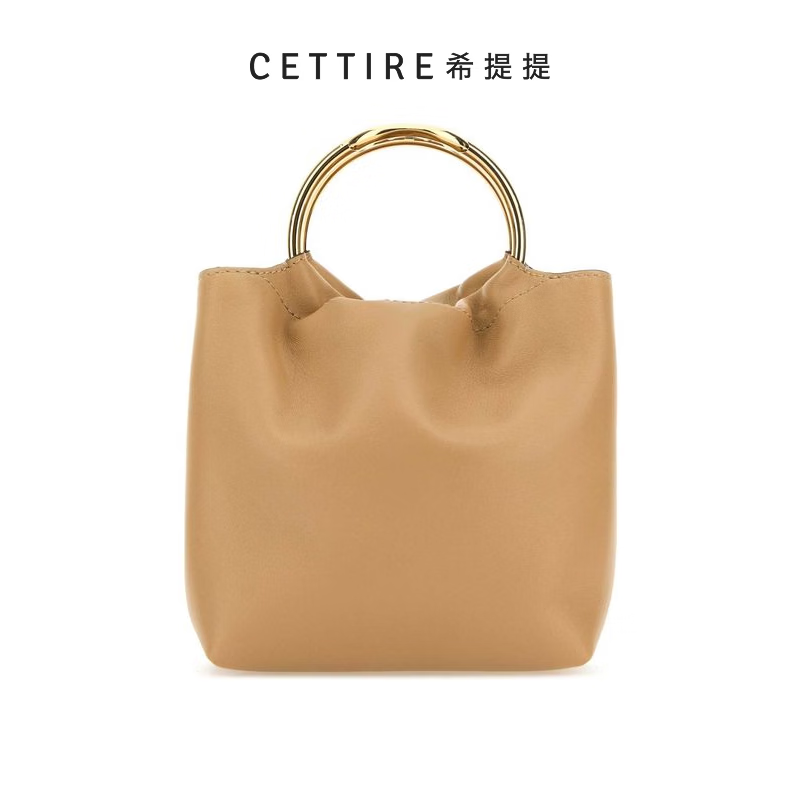 Valentino徽標印花手提包 米色 均碼