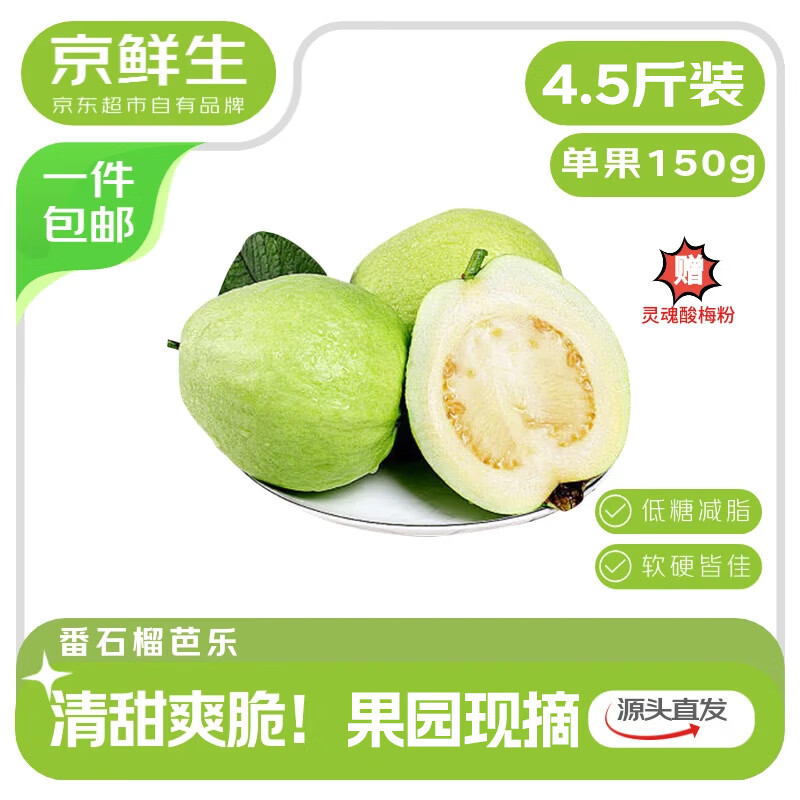 京鲜生广西白心芭乐 净重4.5斤单果150g起 番石榴 新鲜水果源头直发包邮