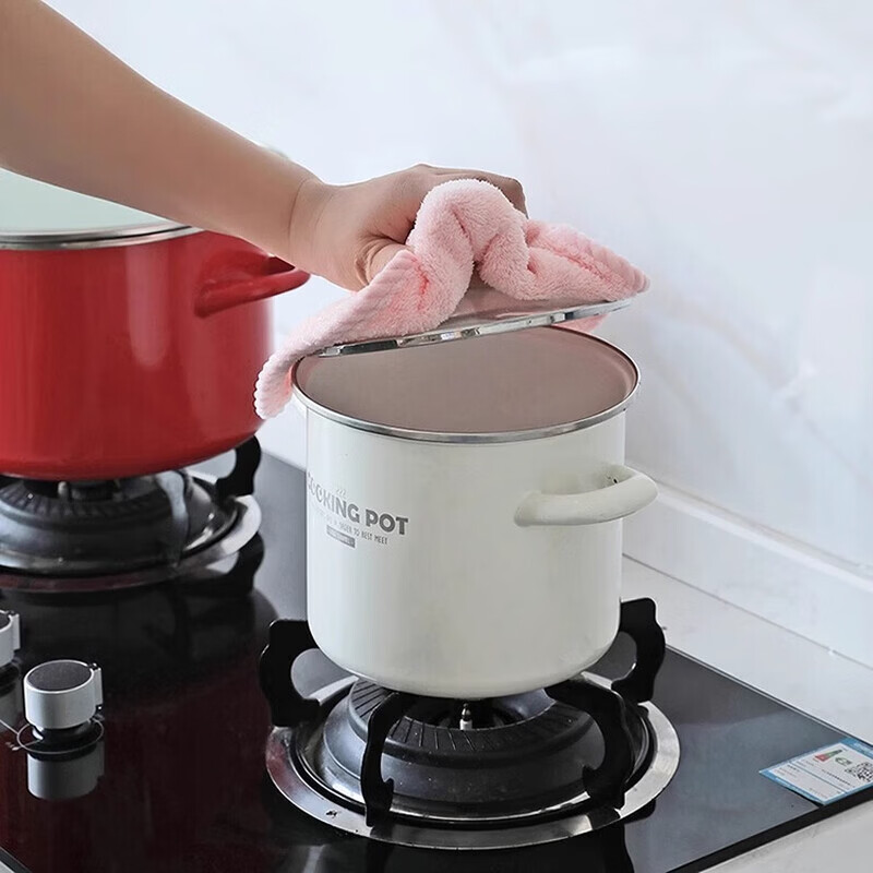 JEPOO可挂式珊瑚绒擦手巾 厨房清洁巾不易掉毛吸水洗碗布 5条装随机