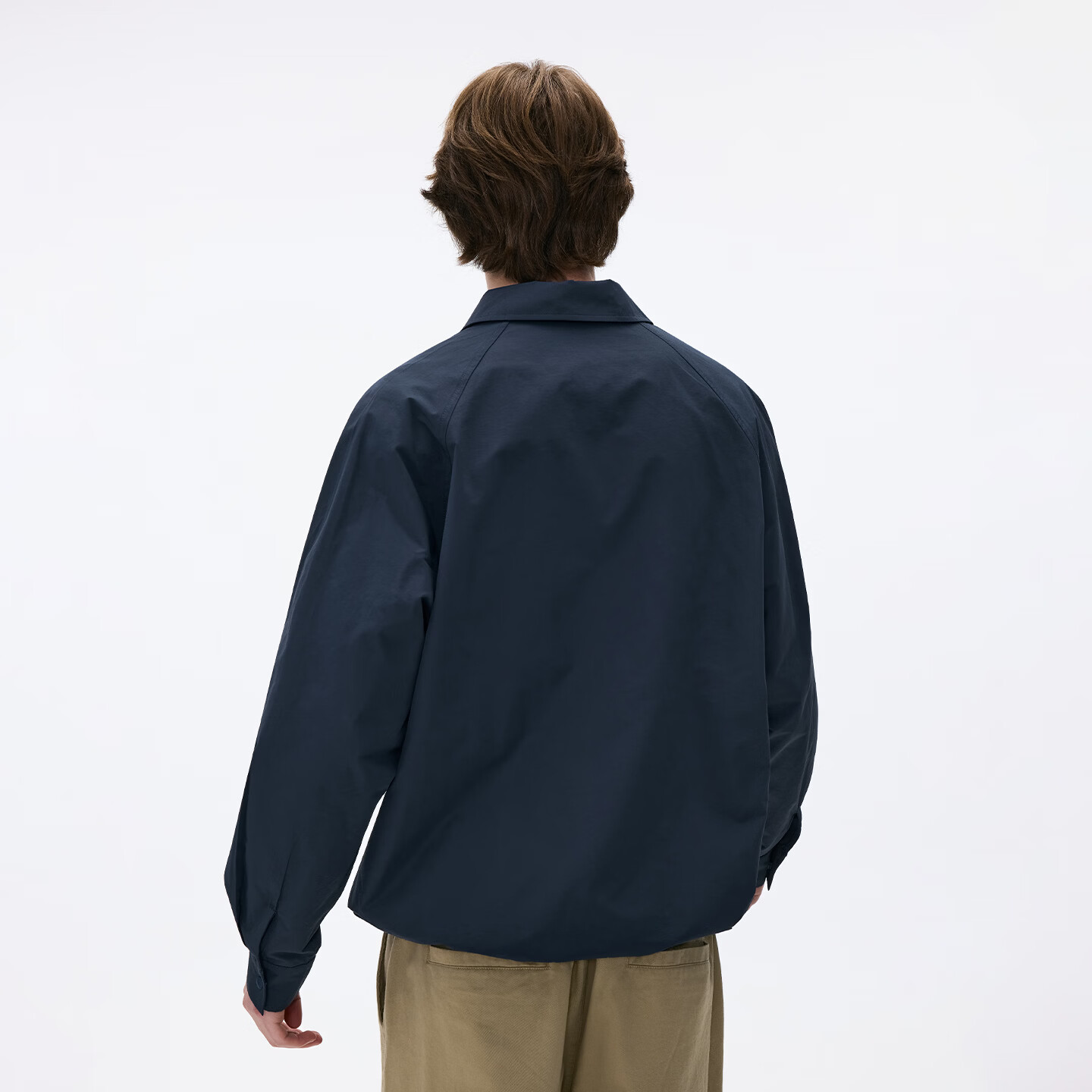 熊猫·本（ben.panda）纯色半开领套头衬衫男休闲翻领长袖外套2026春季新款 藏青色 M