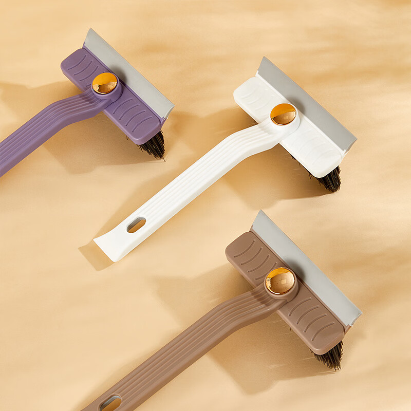 多功能清洁刷360度旋转缝隙刷瓷砖死角清洁刷地缝刷旋转刮水刷 紫色升级款
